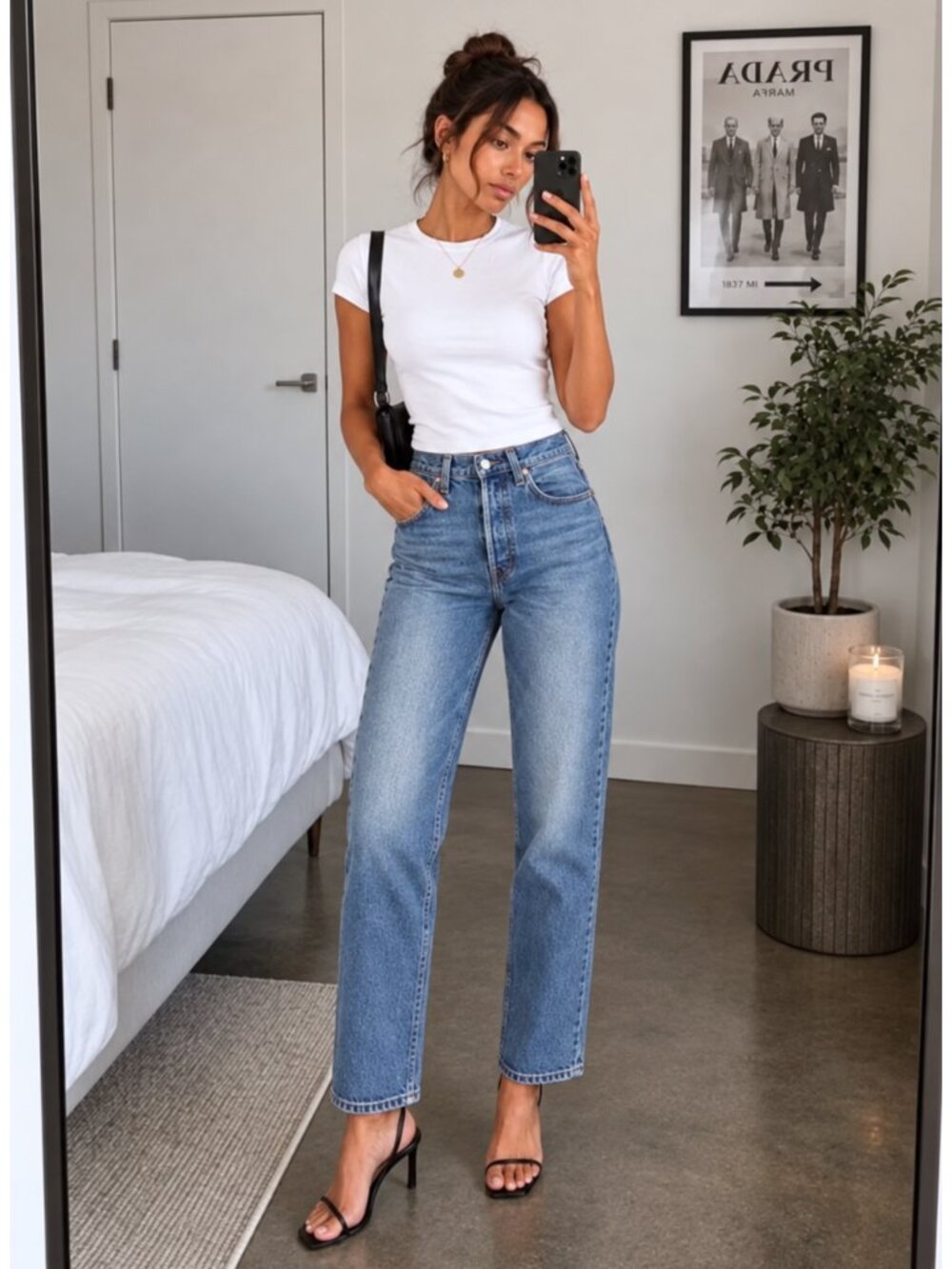 Levi’s Premium Ribcage Straight Ankle Jeans 27 Dance Around $110